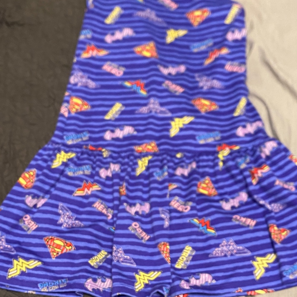 Blue Superhero Kids Casual Dress